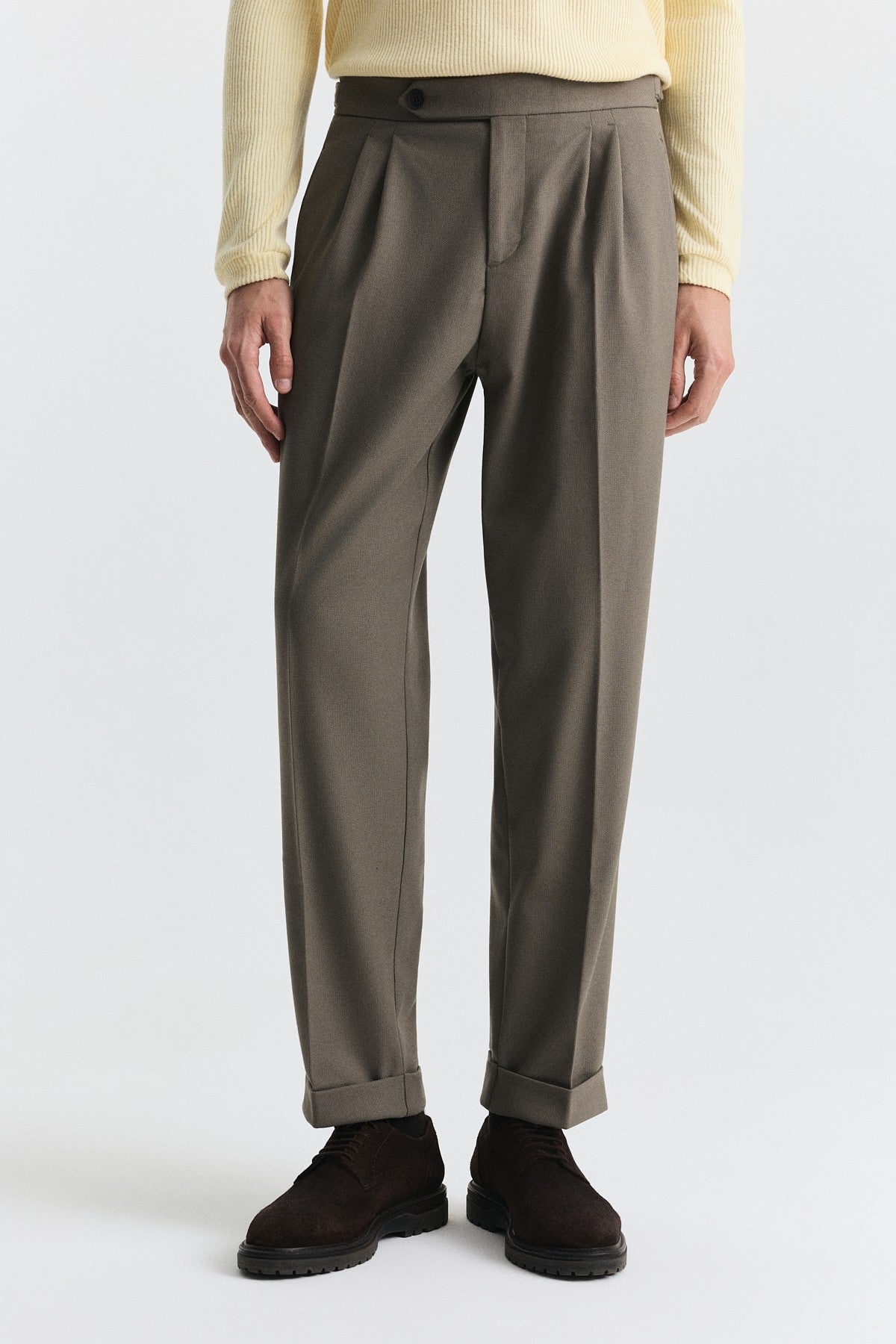 Tapered Fit Çift Pileli Pantolon