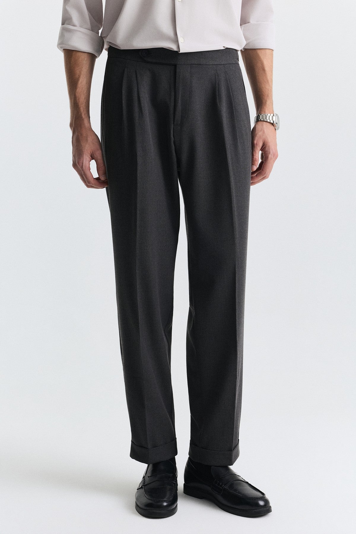 Tapered Fit Çift Pileli Pantolon