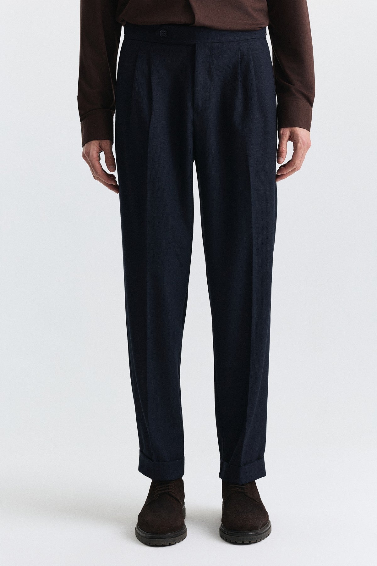 Tapered Fit Çift Pileli Pantolon