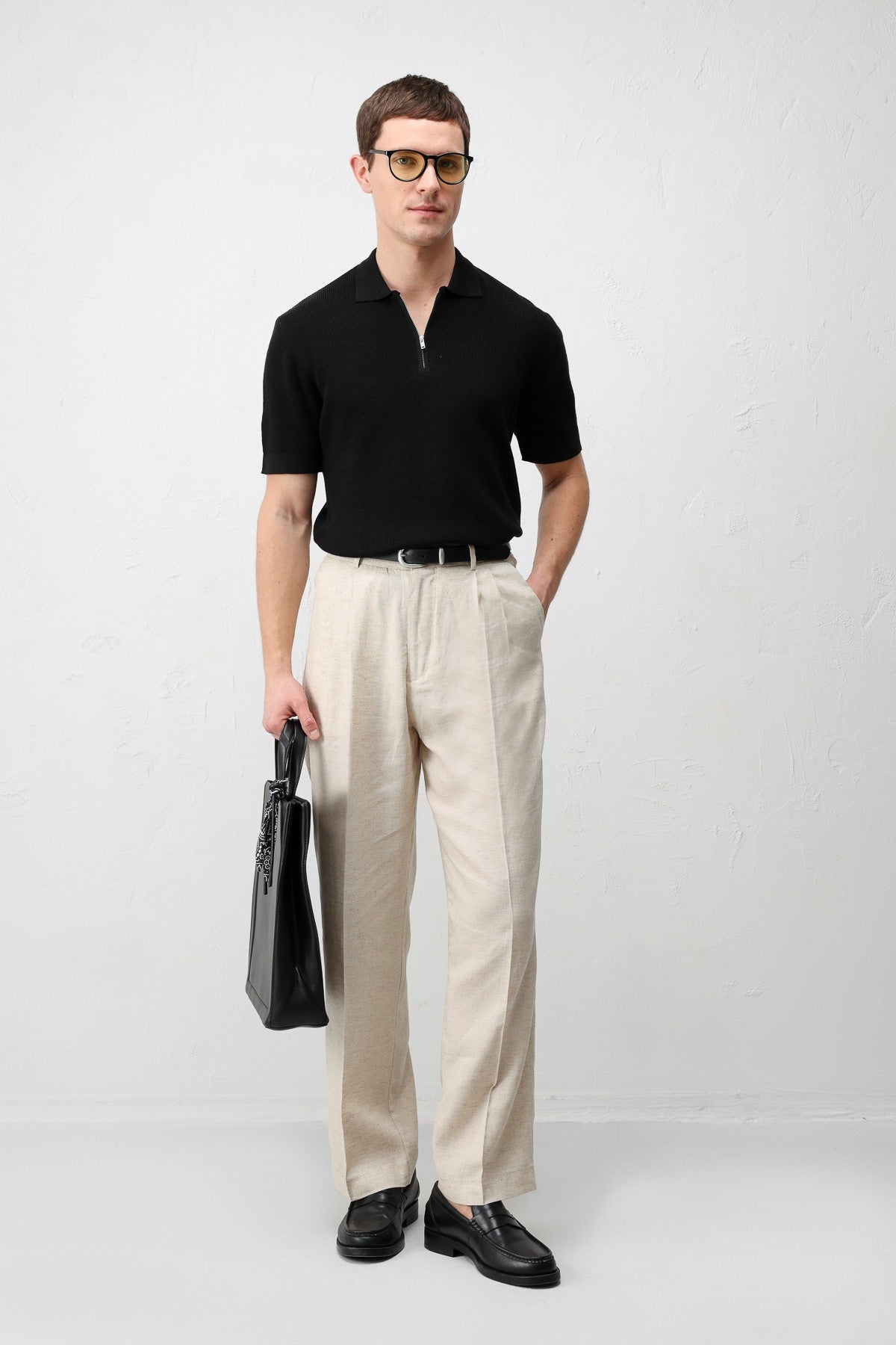 Antioch Comfort Slim Fermuarlı Erkek Triko T-Shirt