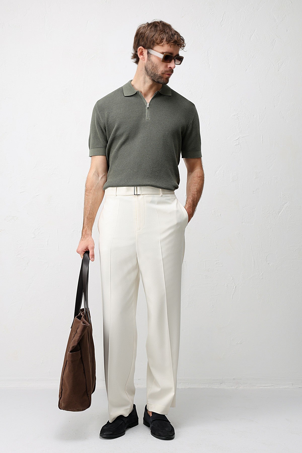 Antioch Comfort Slim Fermuarlı Erkek Triko T-Shirt