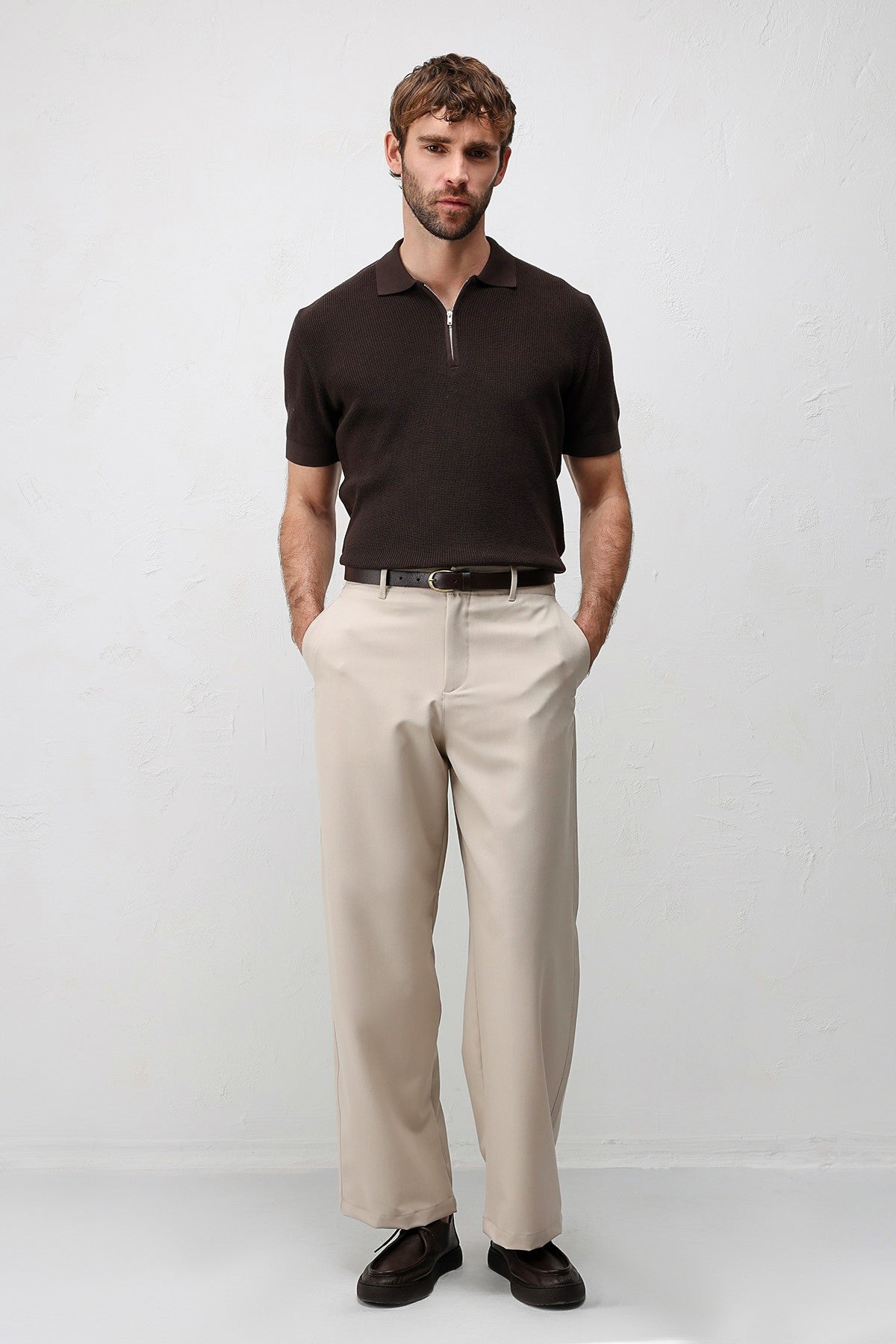 Antioch Comfort Slim Fermuarlı Erkek Triko T-Shirt