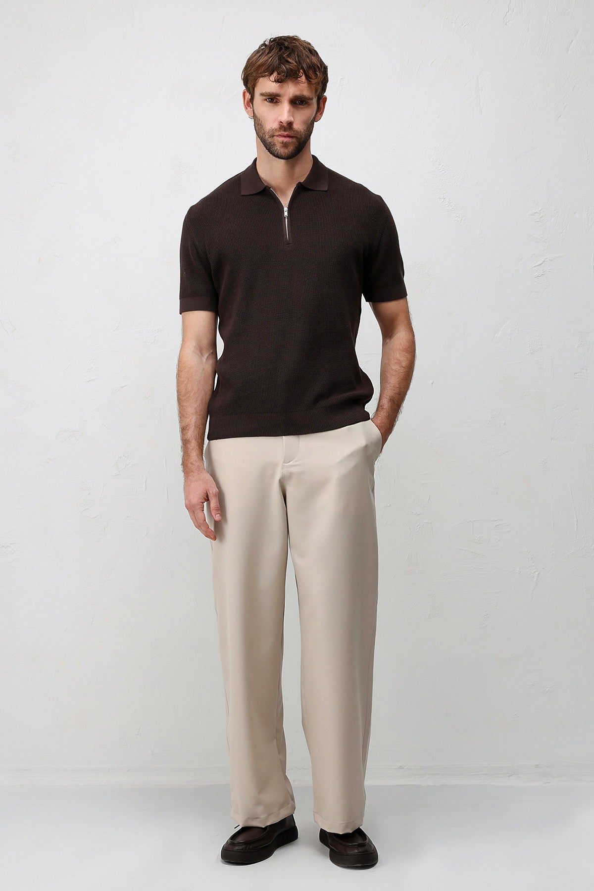 Antioch Comfort Slim Fermuarlı Erkek Triko T-Shirt