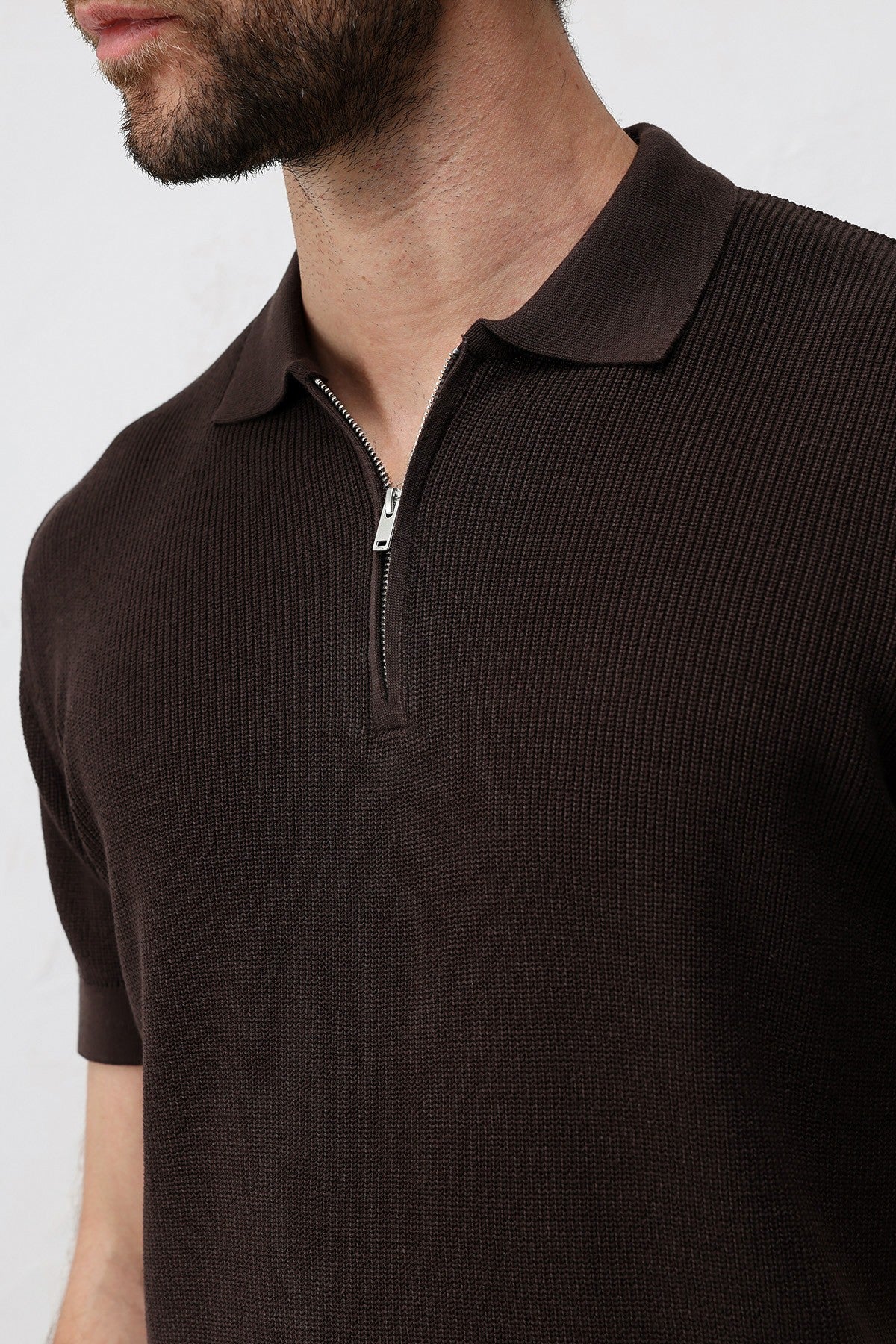Antioch Comfort Slim Fermuarlı Erkek Triko T-Shirt
