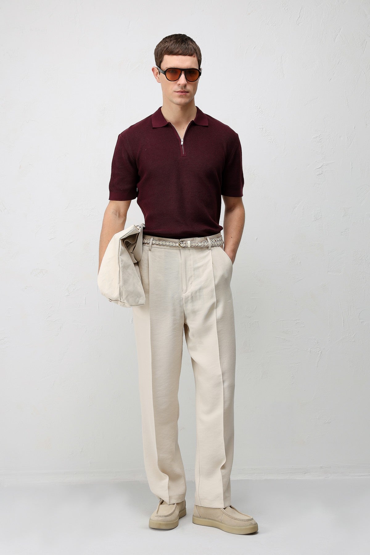 Antioch Comfort Slim Fermuarlı Erkek Triko T-Shirt