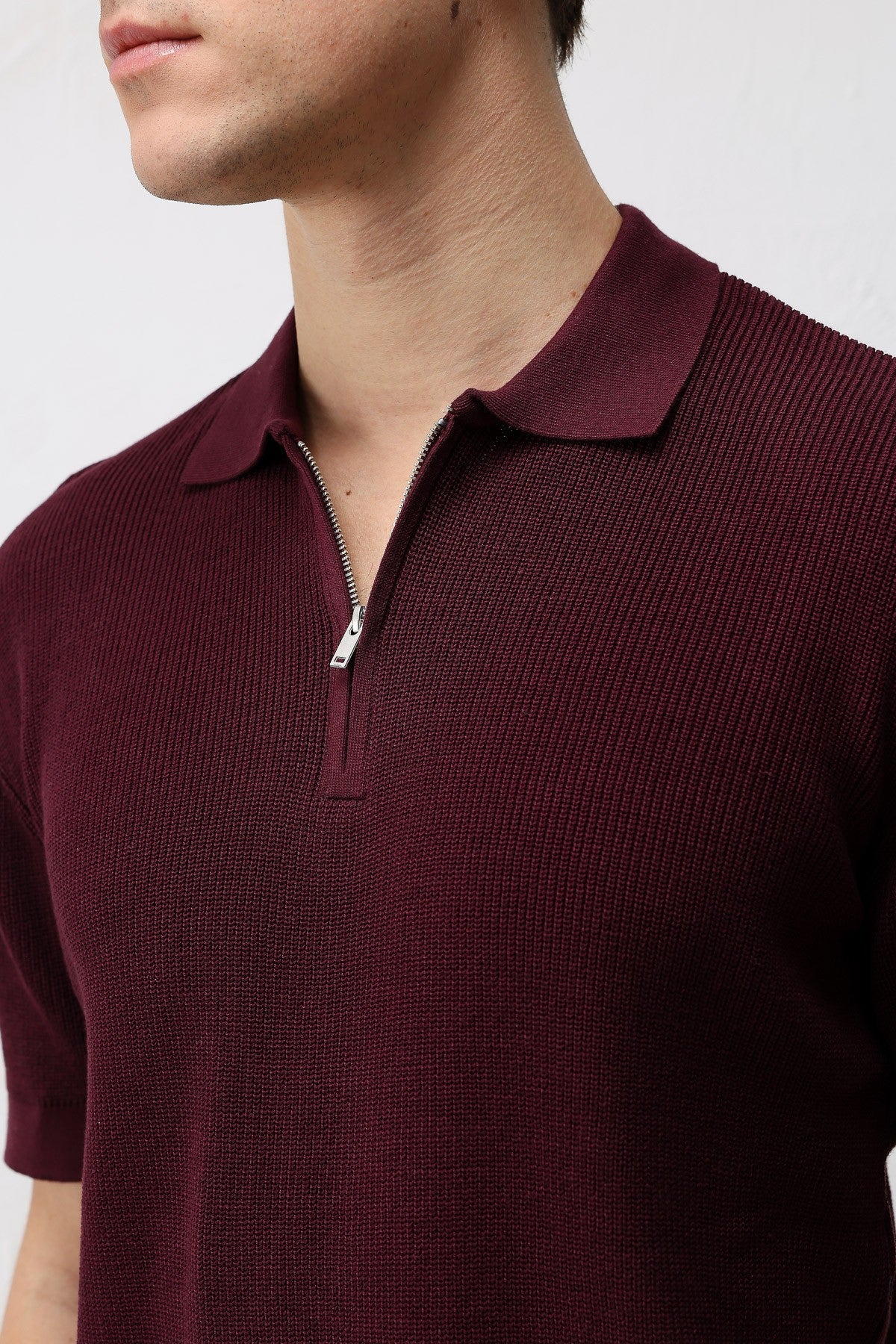 Antioch Comfort Slim Fermuarlı Erkek Triko T-Shirt