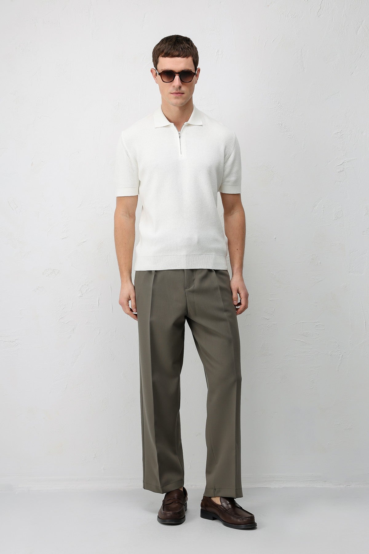 Antioch Comfort Slim Fermuarlı Erkek Triko T-Shirt