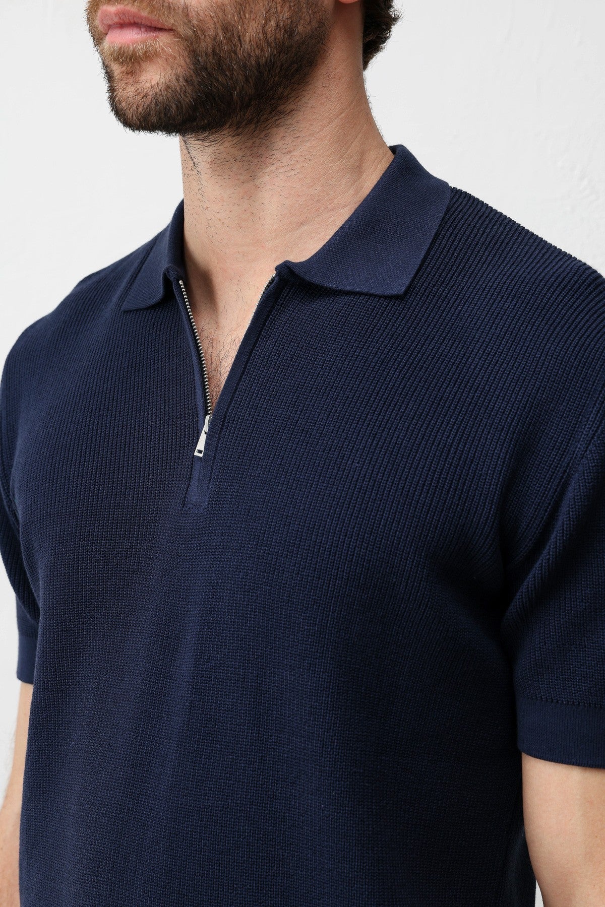 Antioch Comfort Slim Fermuarlı Erkek Triko T-Shirt