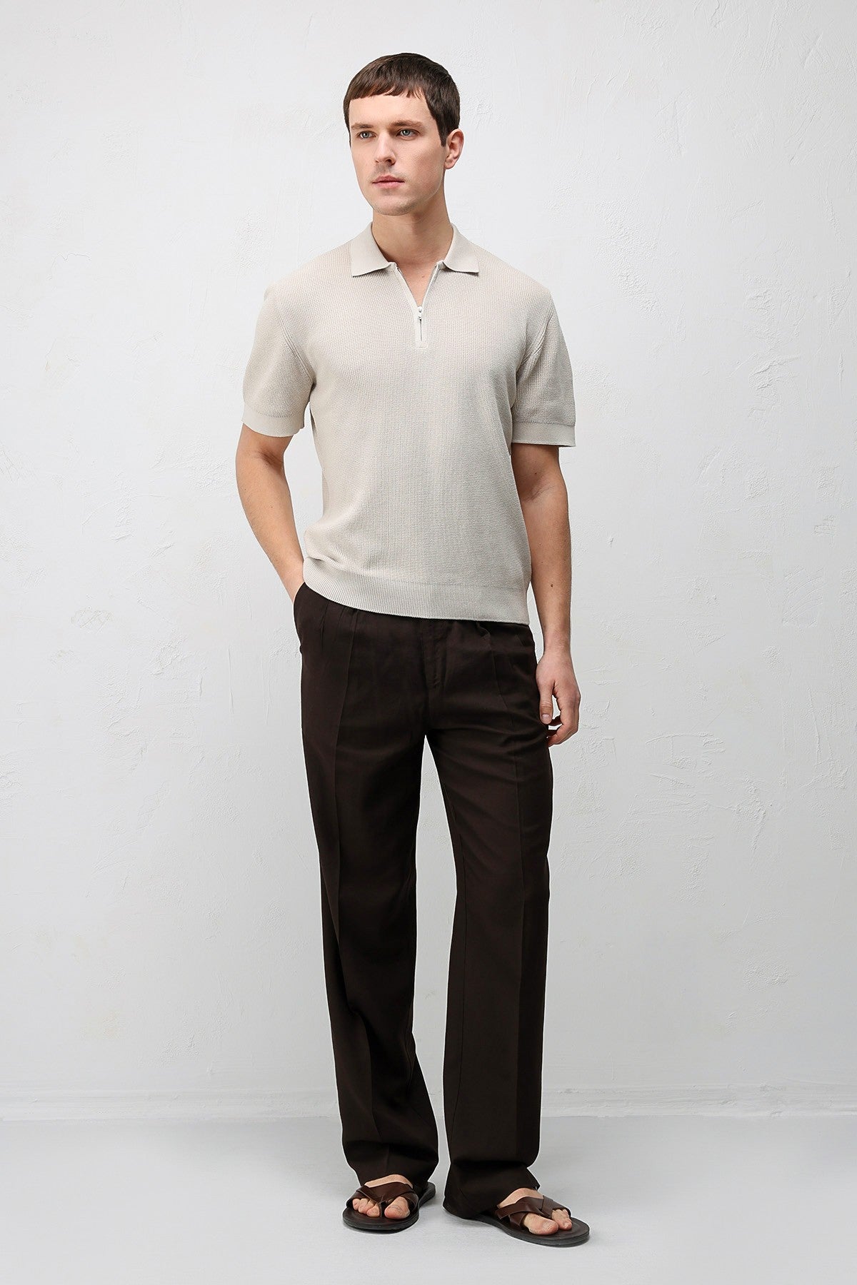 Antioch Comfort Slim Fermuarlı Erkek Triko T-Shirt