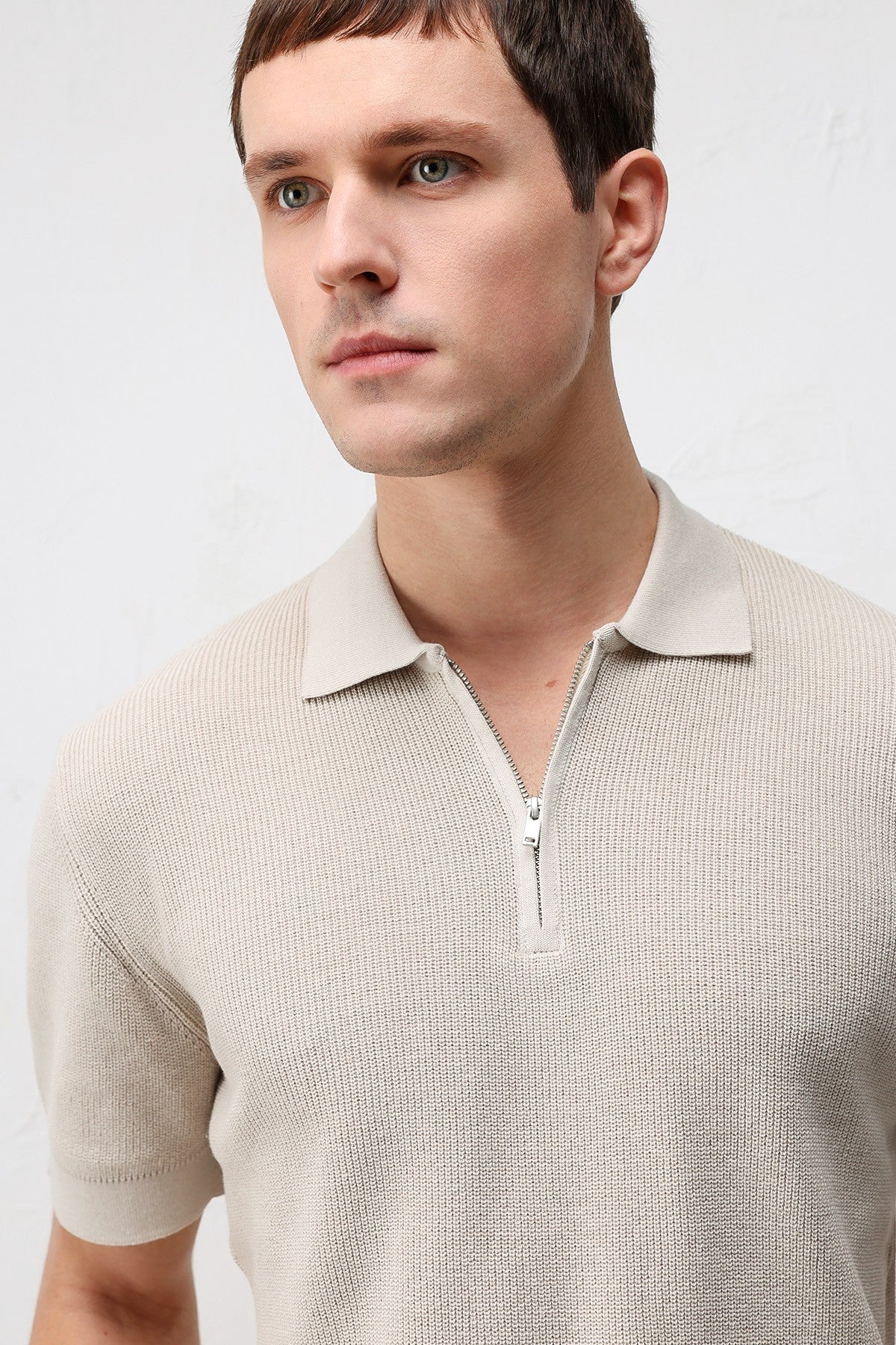 Antioch Comfort Slim Fermuarlı Erkek Triko T-Shirt