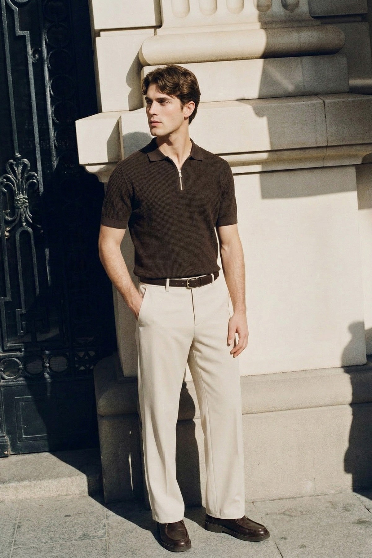 Antioch Comfort Slim Fermuarlı Erkek Triko T-Shirt