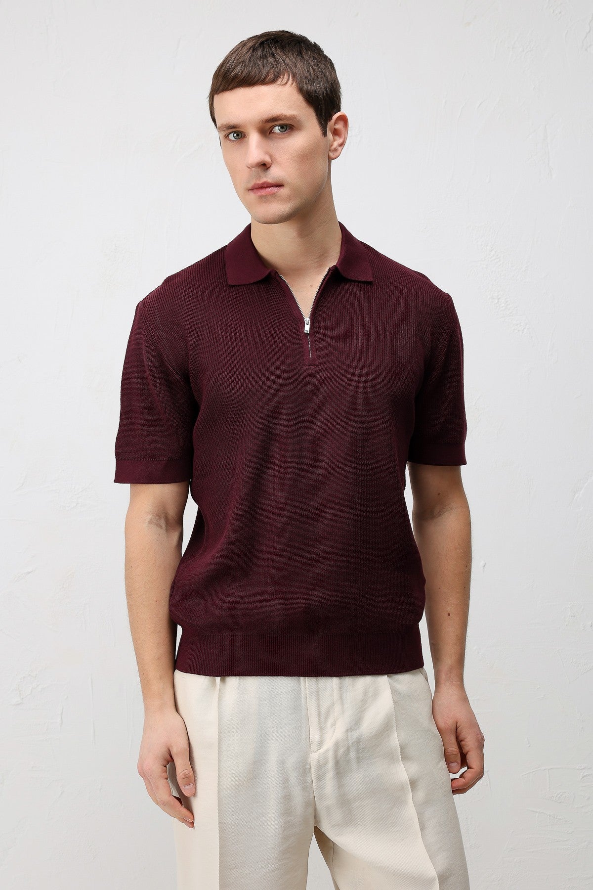 Antioch Comfort Slim Fermuarlı Erkek Triko T-Shirt