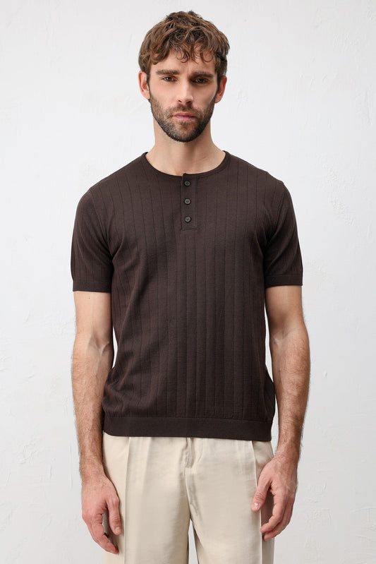 Dokulu Erkek Triko T-Shirt