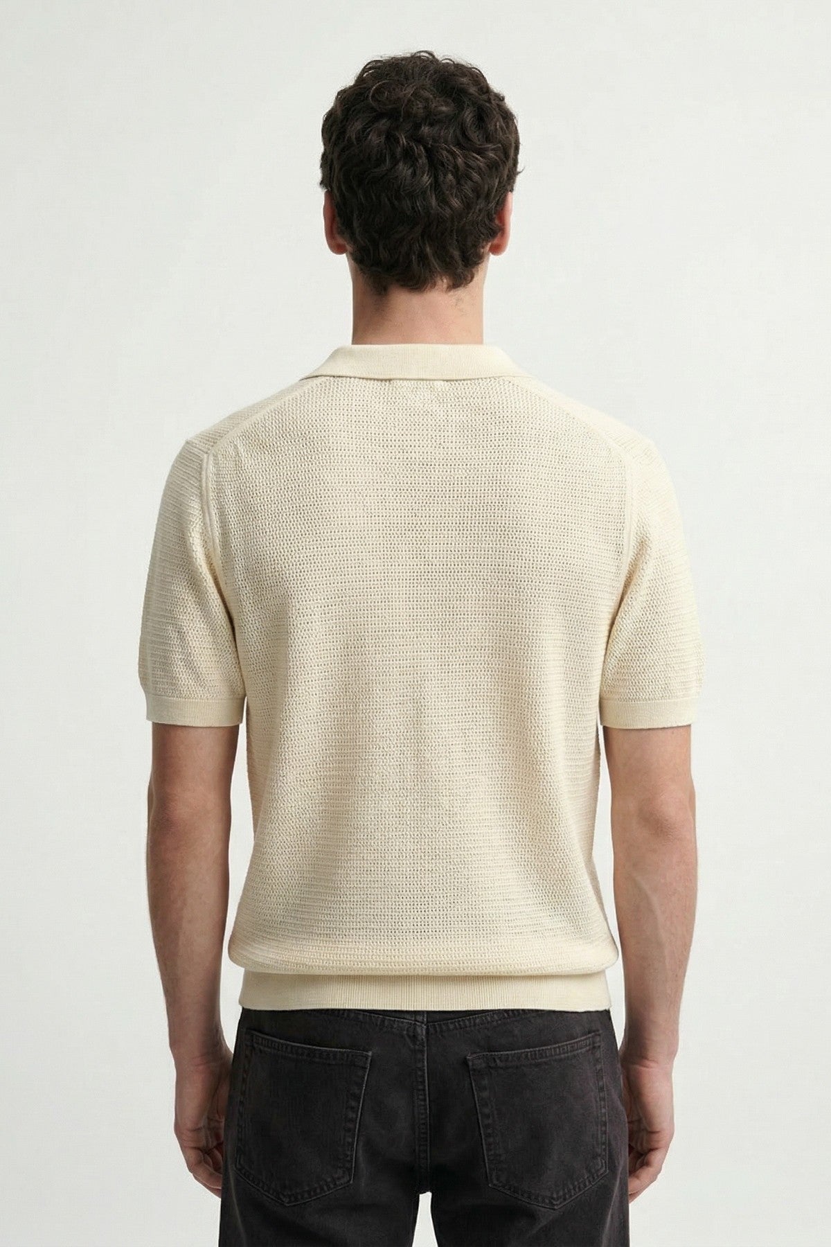 Örgü Dokulu Polo Yaka Erkek T-Shirt