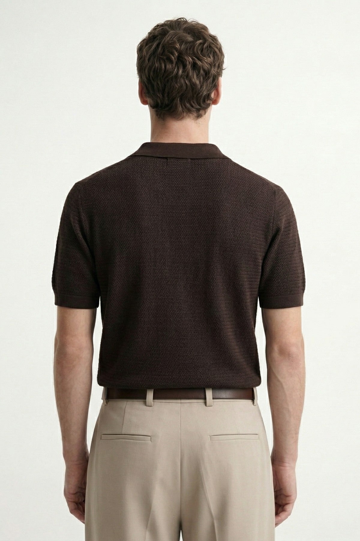Örgü Dokulu Polo Yaka Erkek T-Shirt