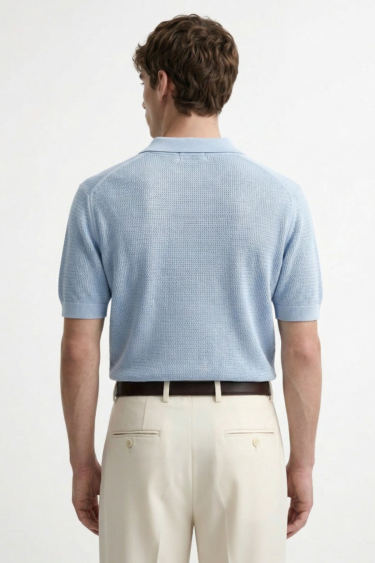 Örgü Dokulu Polo Yaka Erkek T-Shirt