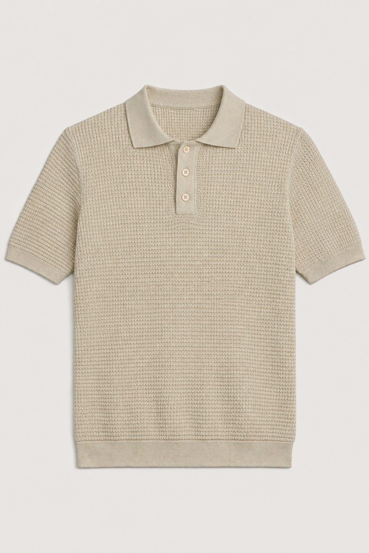 Örgü Dokulu Polo Yaka Erkek T-Shirt