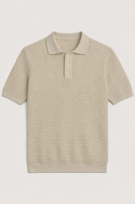 Örgü Dokulu Polo Yaka Erkek T-Shirt