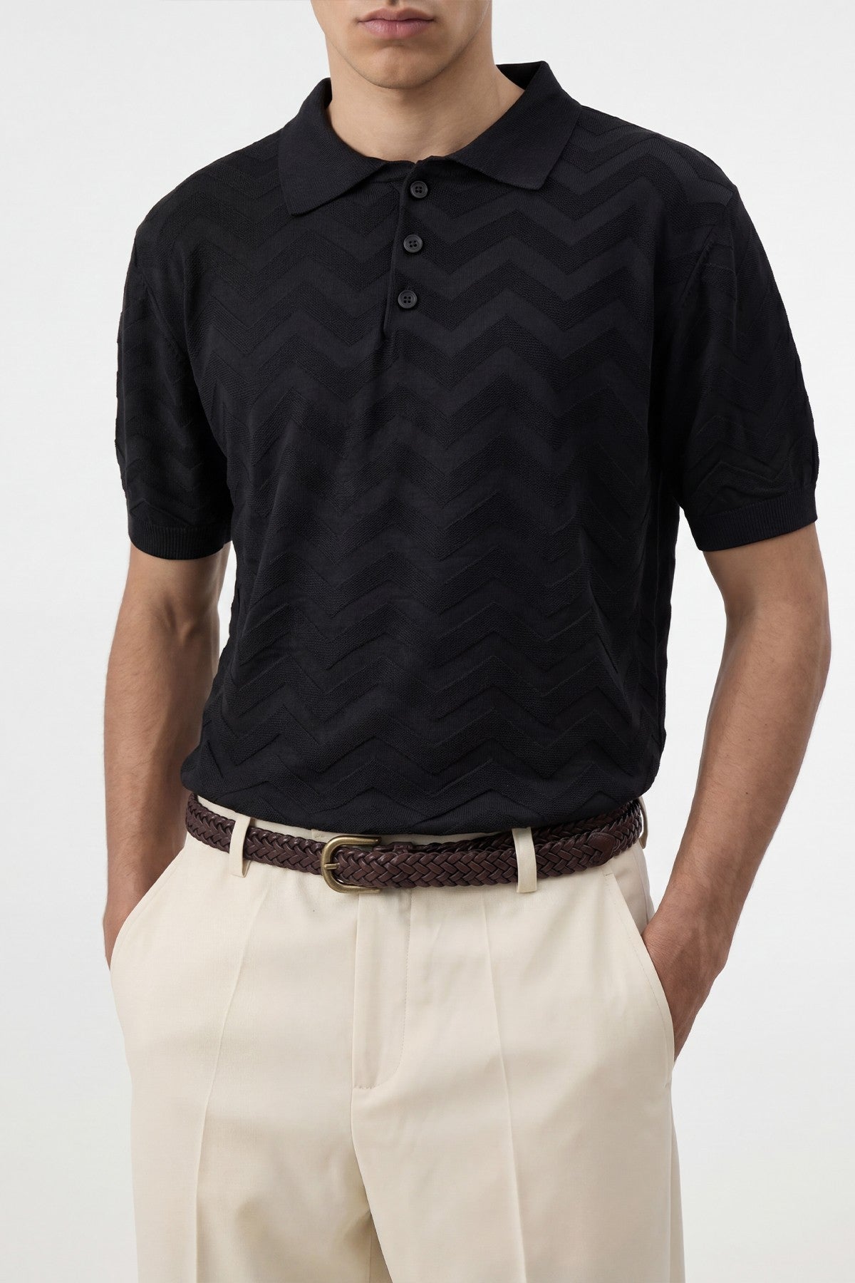 Antioch Zigzag Desenli Polo Yaka Triko Erkek T-Shirt
