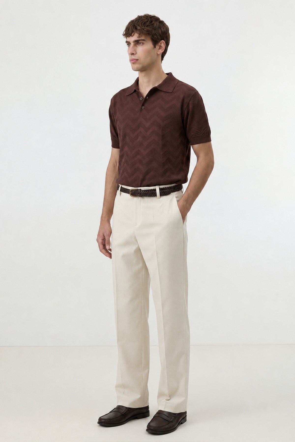 Antioch Zigzag Desenli Polo Yaka Triko Erkek T-Shirt