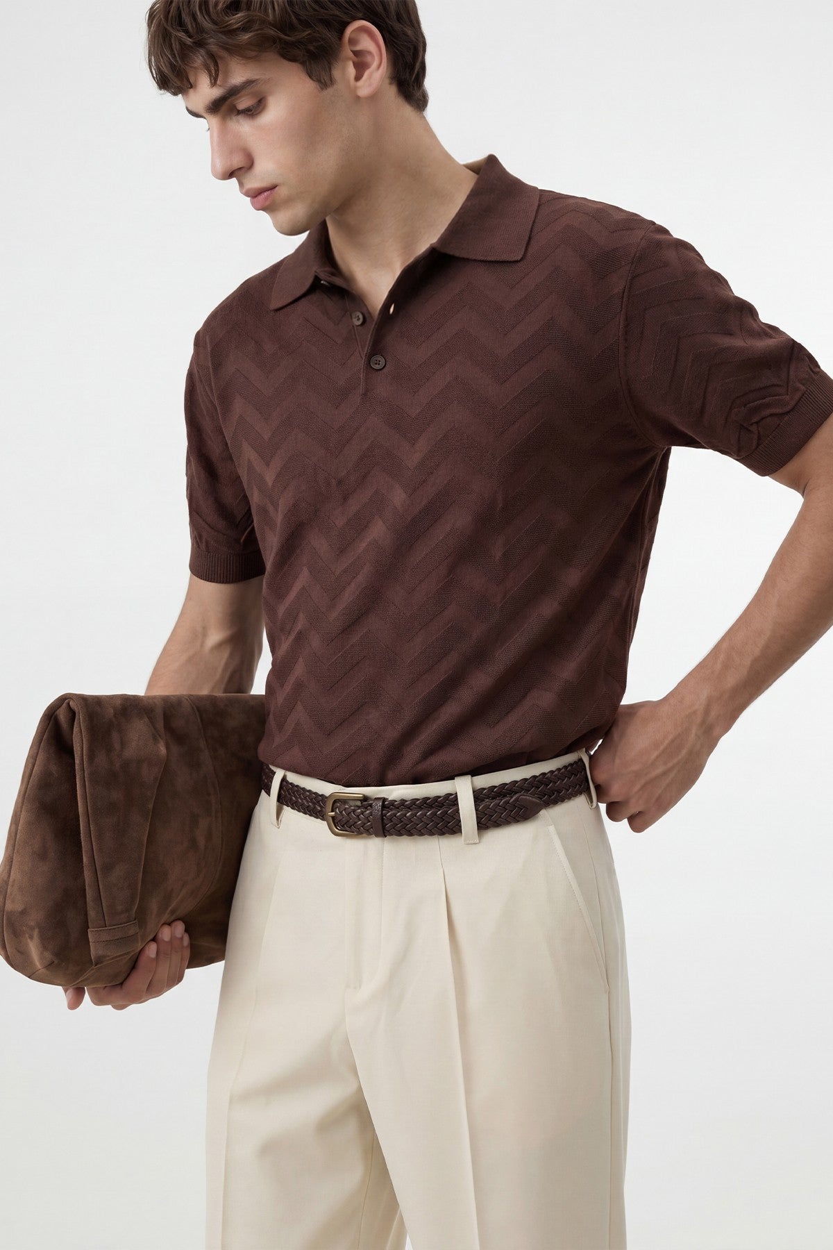 Antioch Zigzag Desenli Polo Yaka Triko Erkek T-Shirt