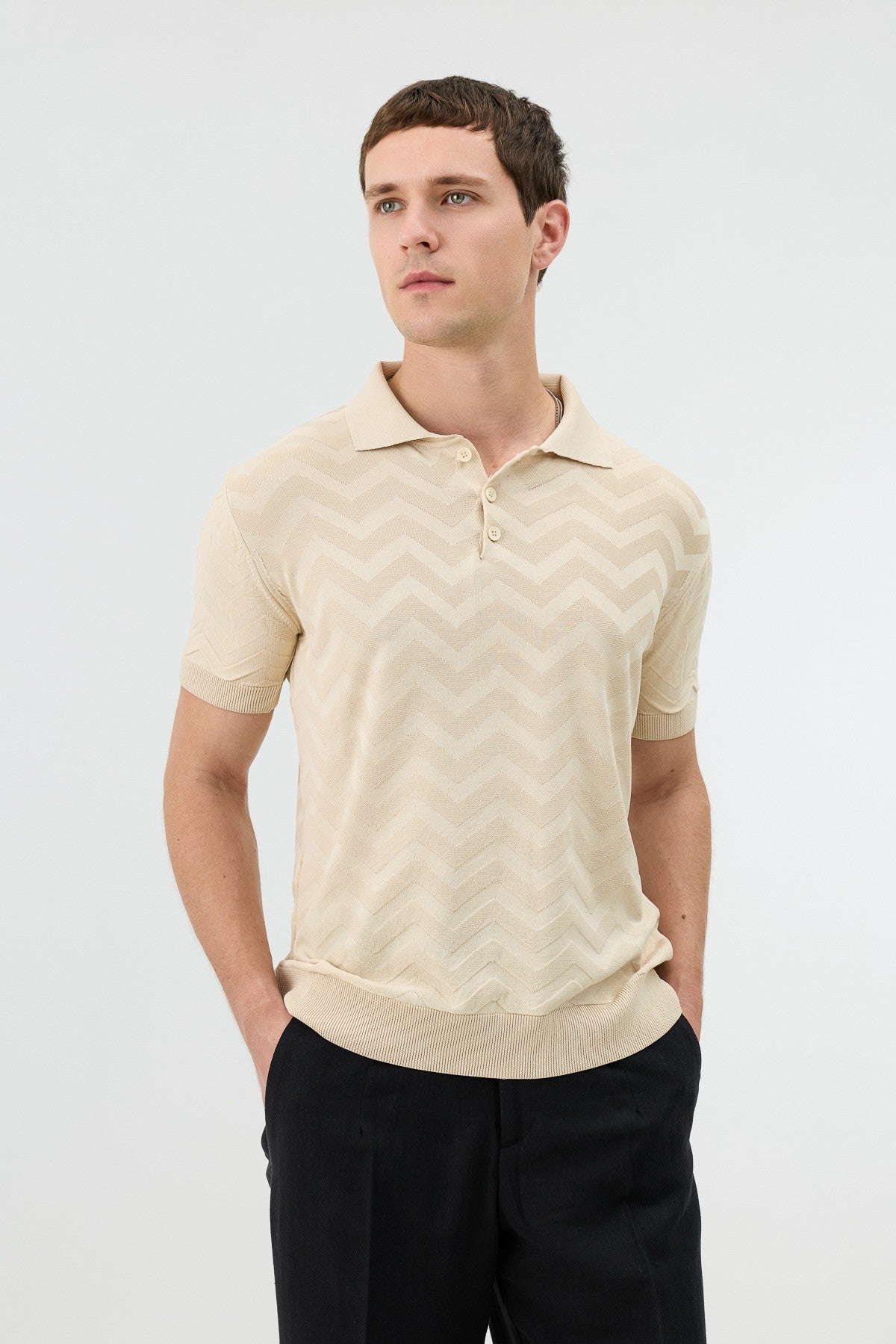 Antioch Zigzag Desenli Polo Yaka Triko Erkek T-Shirt