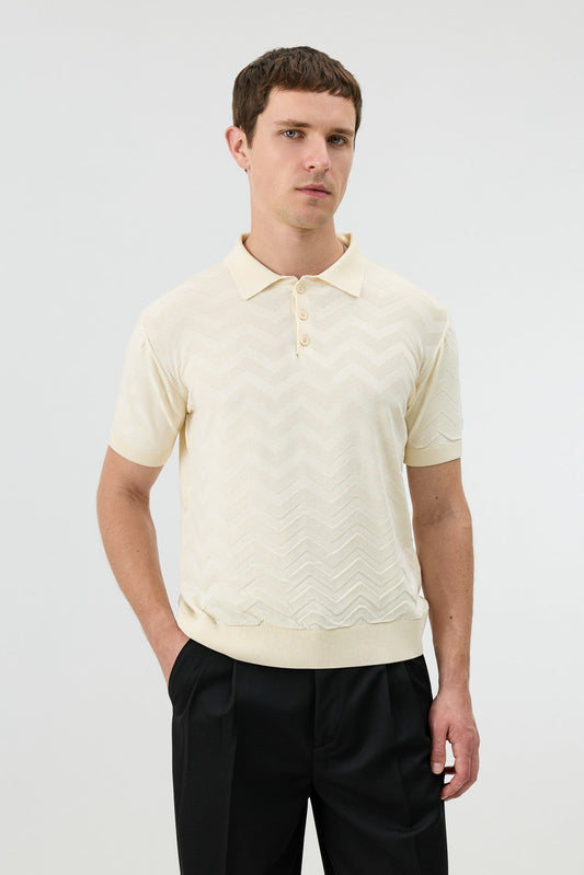 Antioch Zigzag Desenli Polo Yaka Triko Erkek T-Shirt