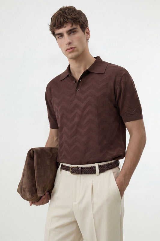 Antioch Zigzag Desenli Polo Yaka Triko Erkek T-Shirt