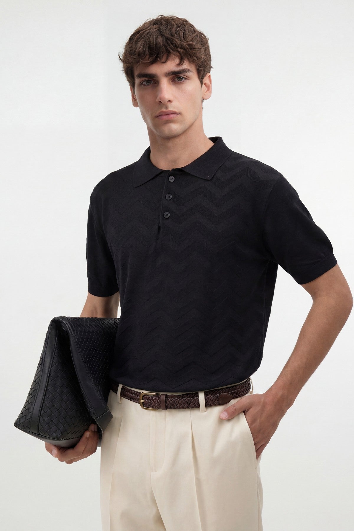 Antioch Zigzag Desenli Polo Yaka Triko Erkek T-Shirt