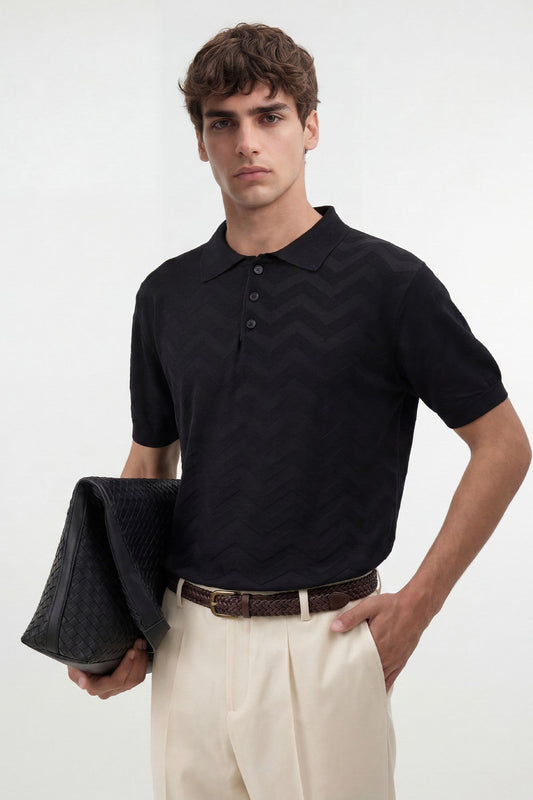 Antioch Zigzag Desenli Polo Yaka Triko Erkek T-Shirt