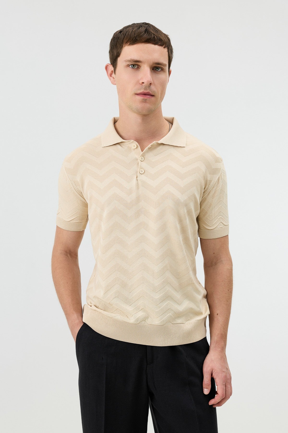 Antioch Zigzag Desenli Polo Yaka Triko Erkek T-Shirt