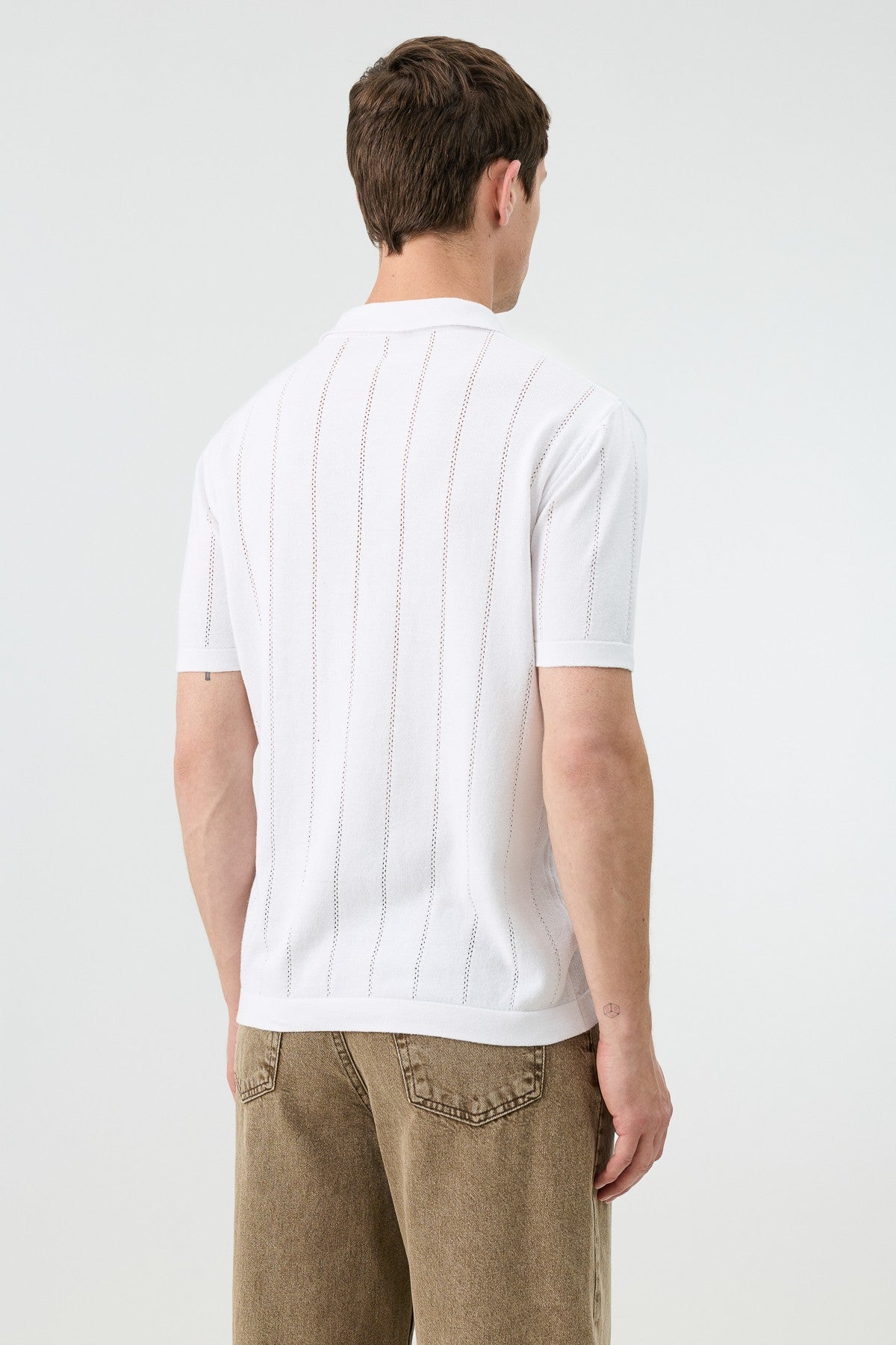Antioch Fermuar Yaka Çizgili Triko Erkek T-Shirt