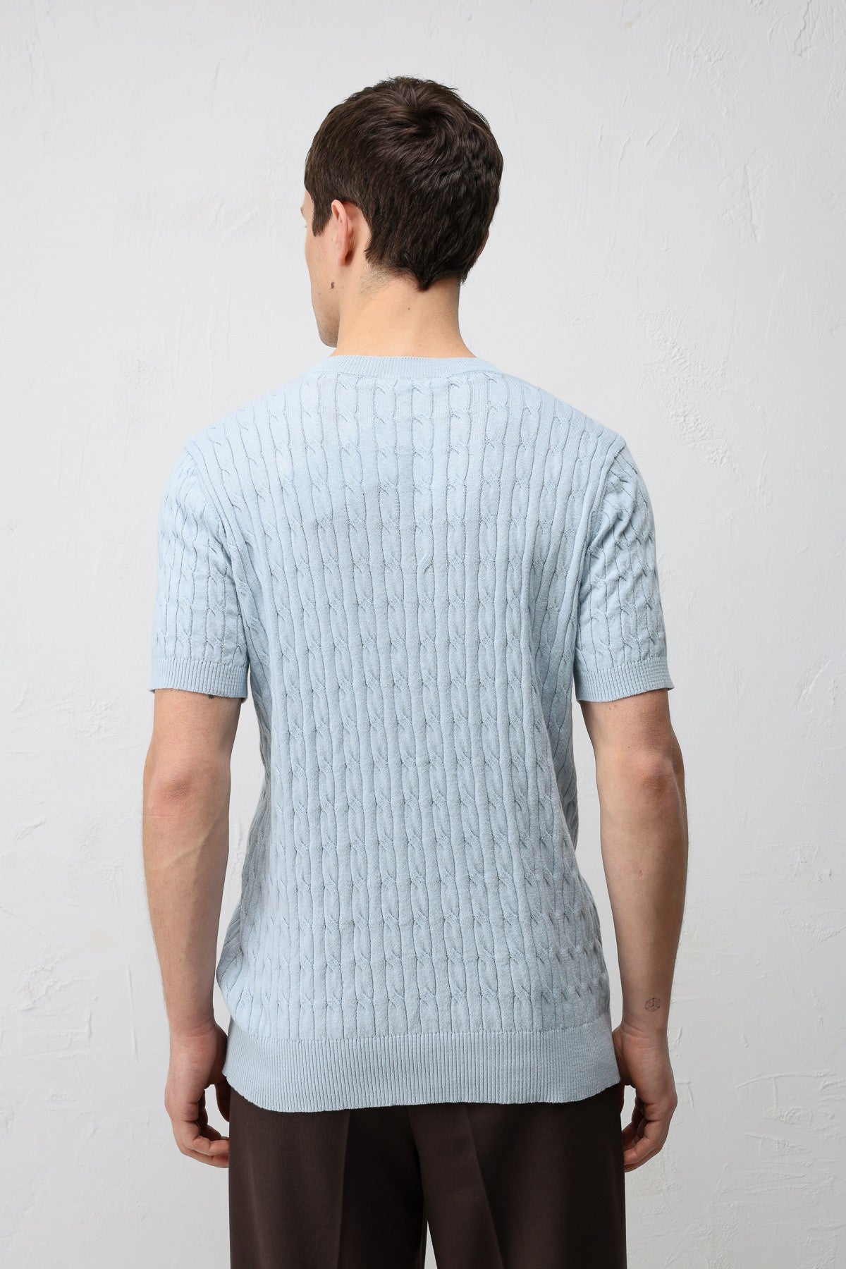 Antioch Pamuklu Burgu Örgü Erkek Triko T-Shirt