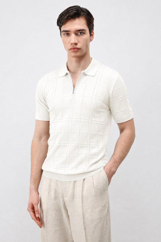 Kareli Desenli Erkek Triko T-Shirt