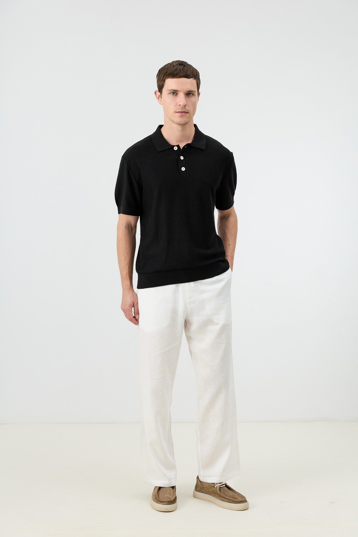 Dokulu Polo Yaka Triko Erkek T-Shirt