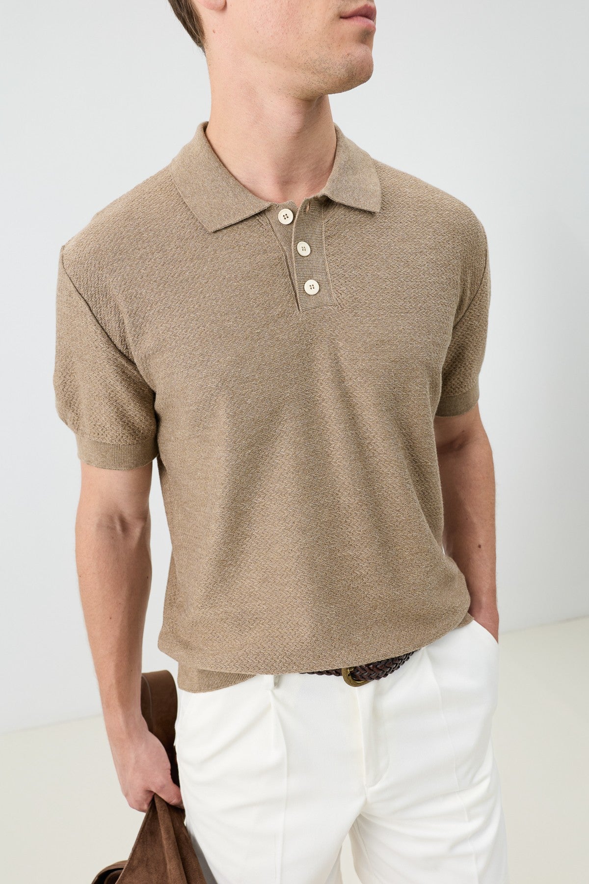 Dokulu Polo Yaka Triko Erkek T-Shirt
