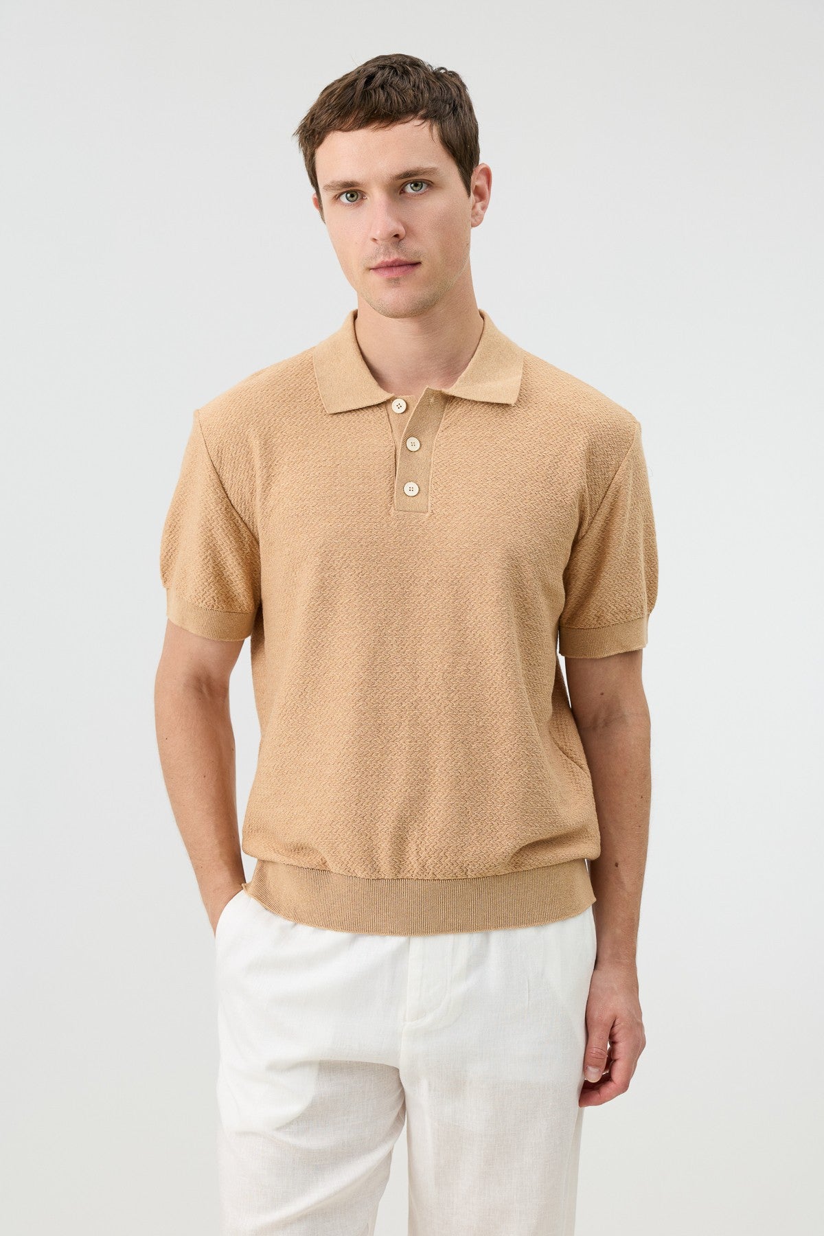 Dokulu Polo Yaka Triko Erkek T-Shirt