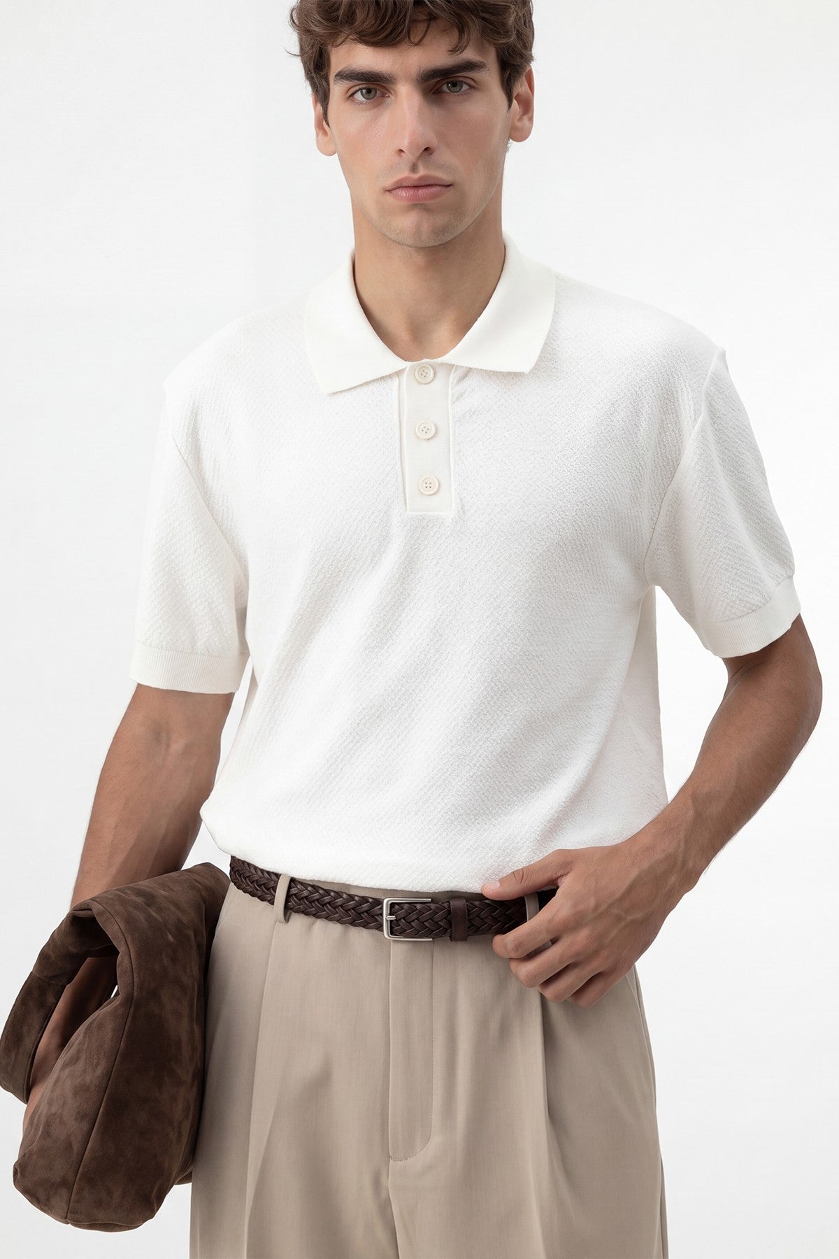 Dokulu Polo Yaka Triko Erkek T-Shirt
