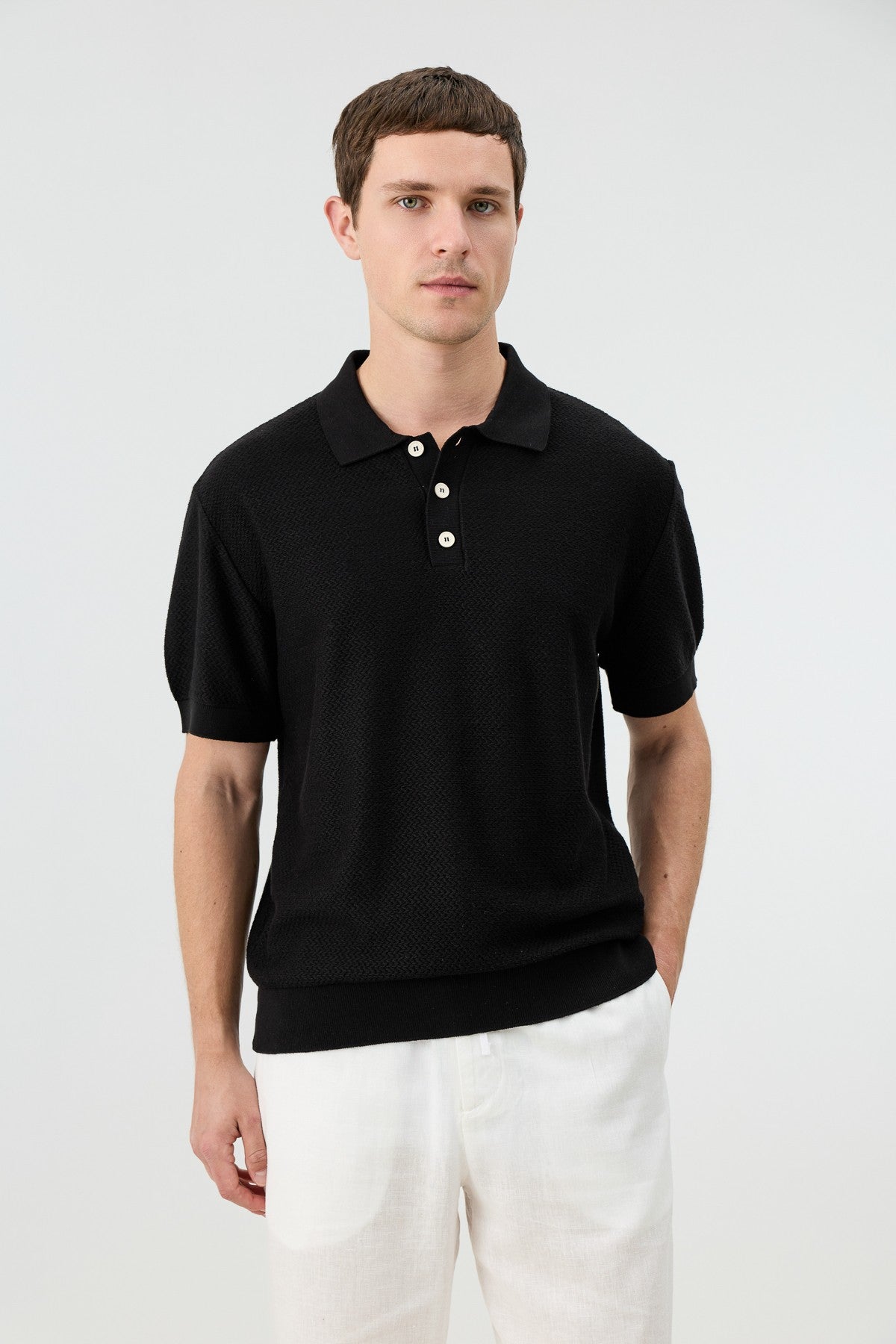 Dokulu Polo Yaka Triko Erkek T-Shirt