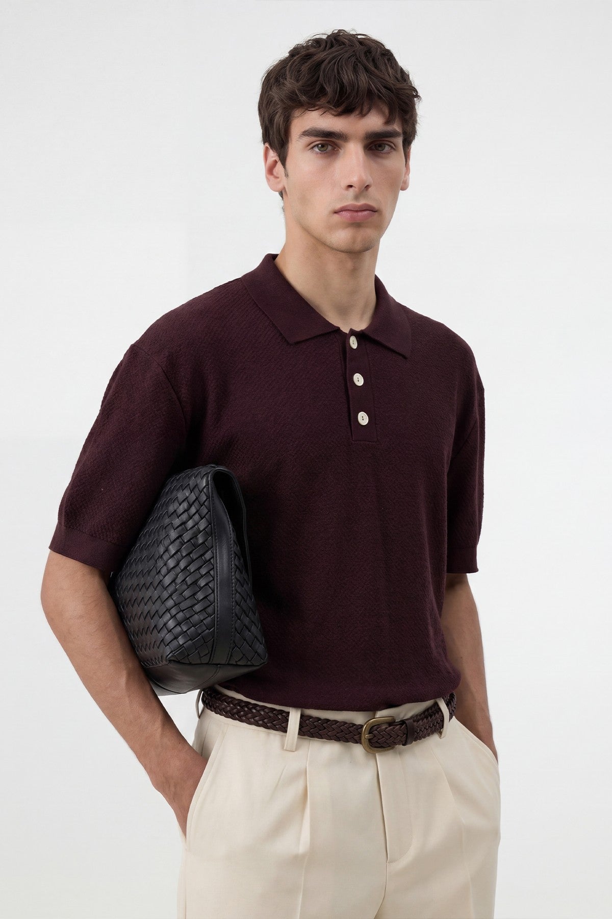 Dokulu Polo Yaka Triko Erkek T-Shirt