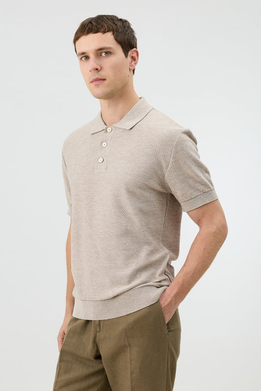 Dokulu Polo Yaka Triko Erkek T-Shirt