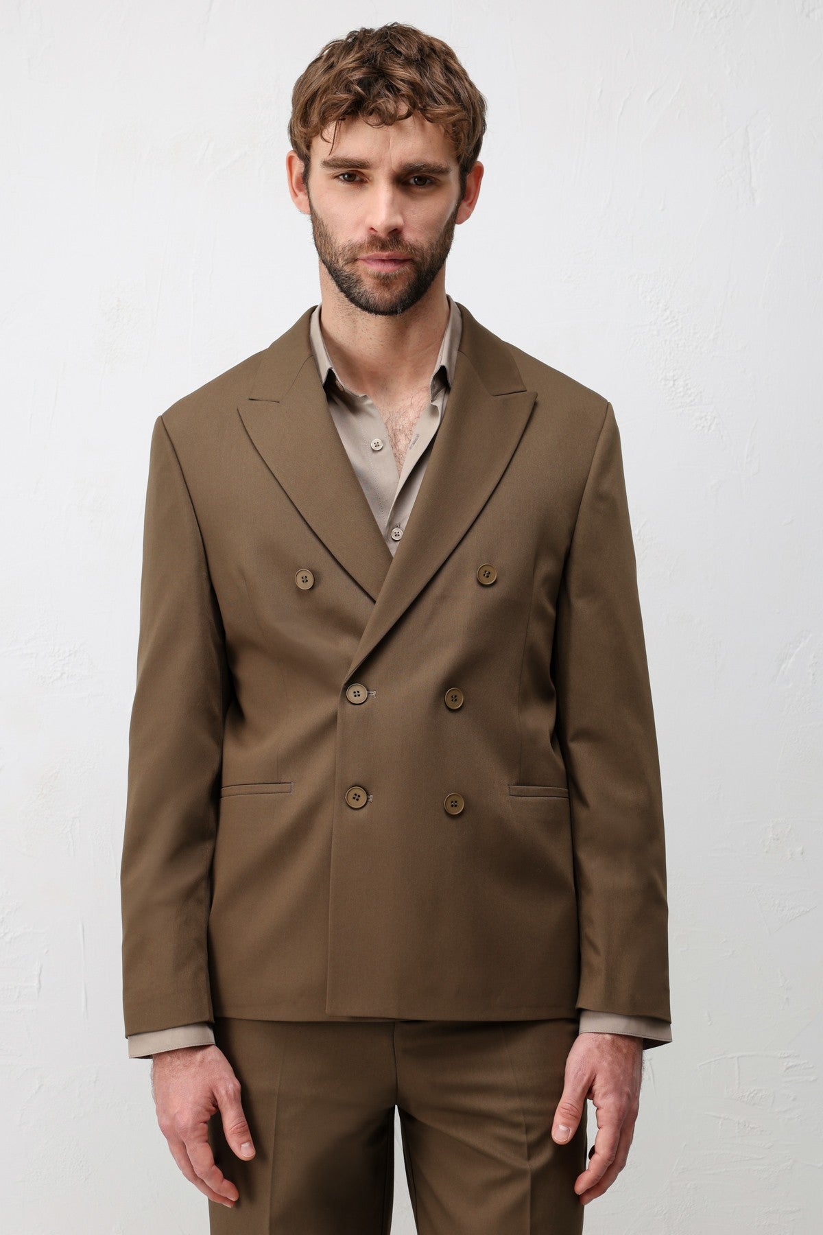 Kruvaze Relaxed Fit Erkek Blazer Ceket