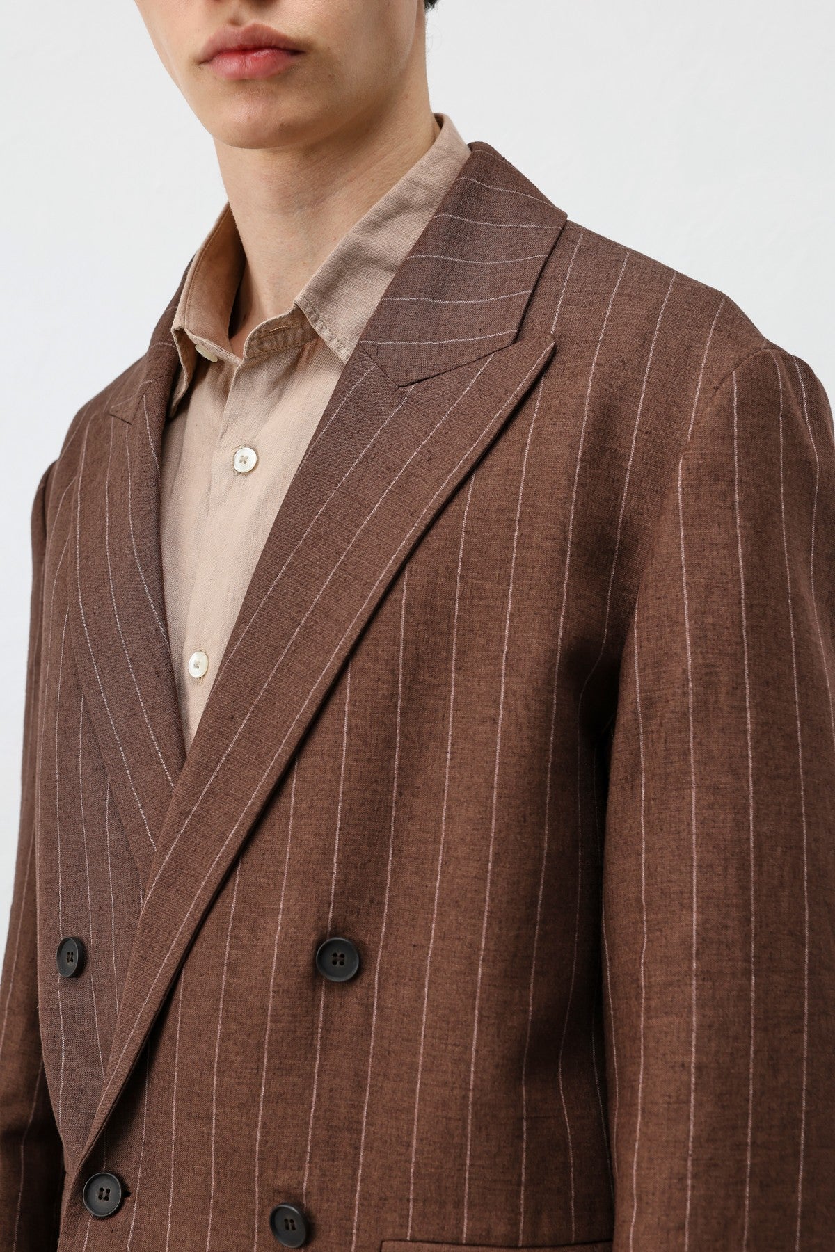 Antioch Keten Karışımlı Çizgili Erkek Blazer Ceket