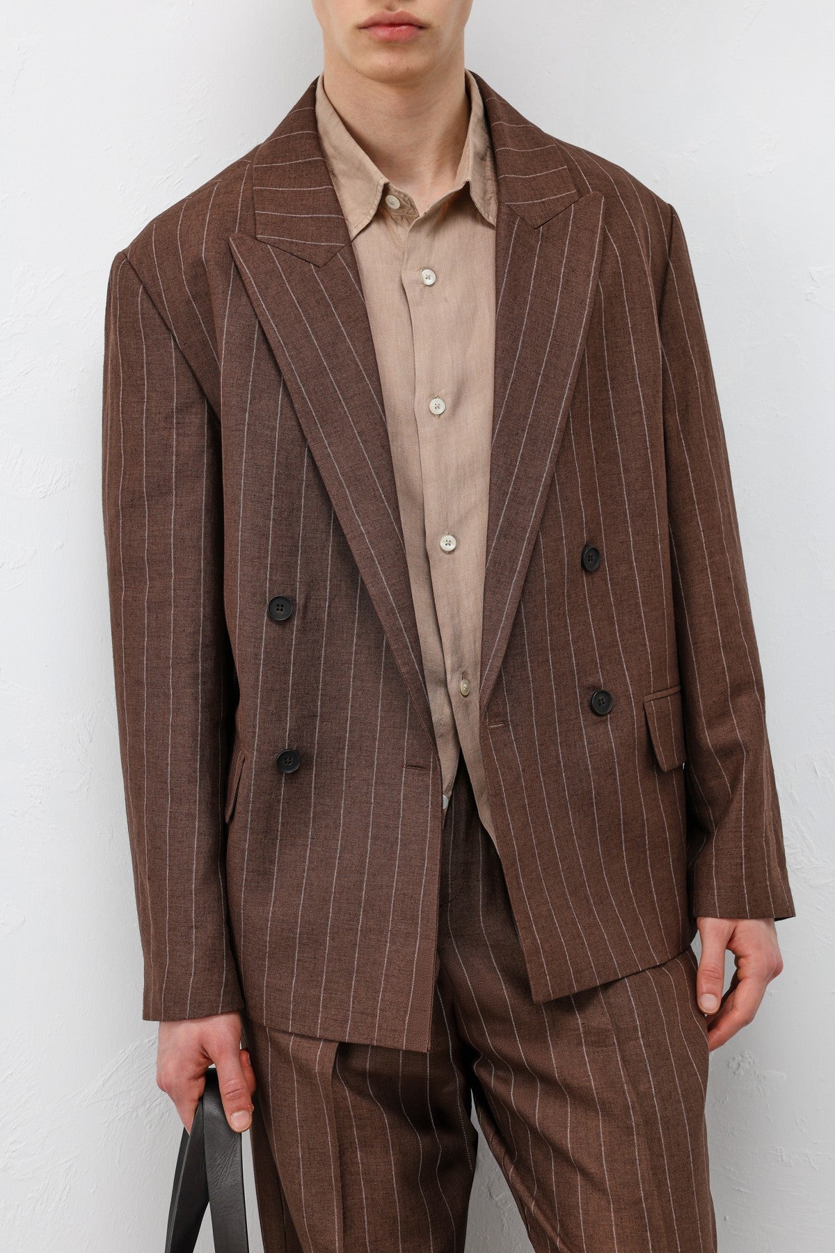 Antioch Keten Karışımlı Çizgili Erkek Blazer Ceket