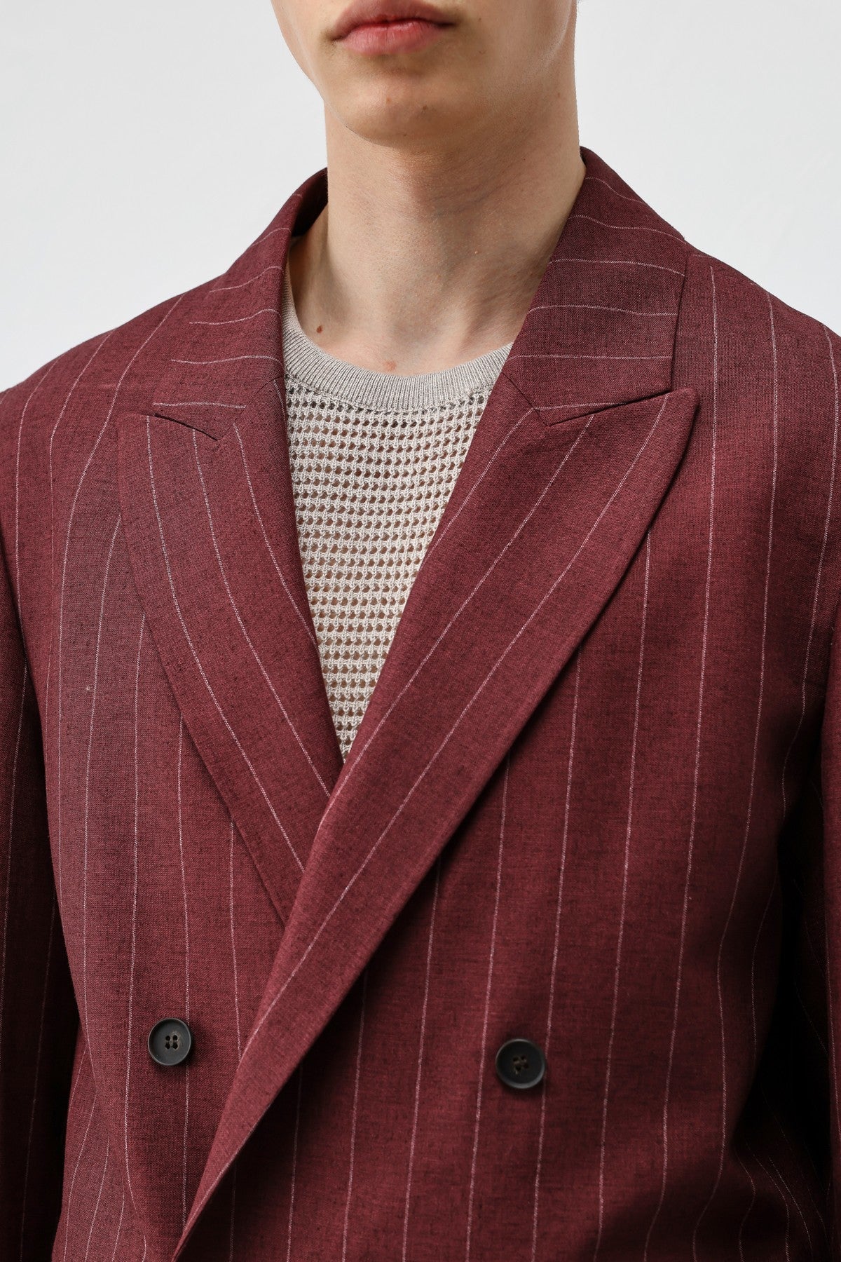 Antioch Keten Karışımlı Çizgili Erkek Blazer Ceket