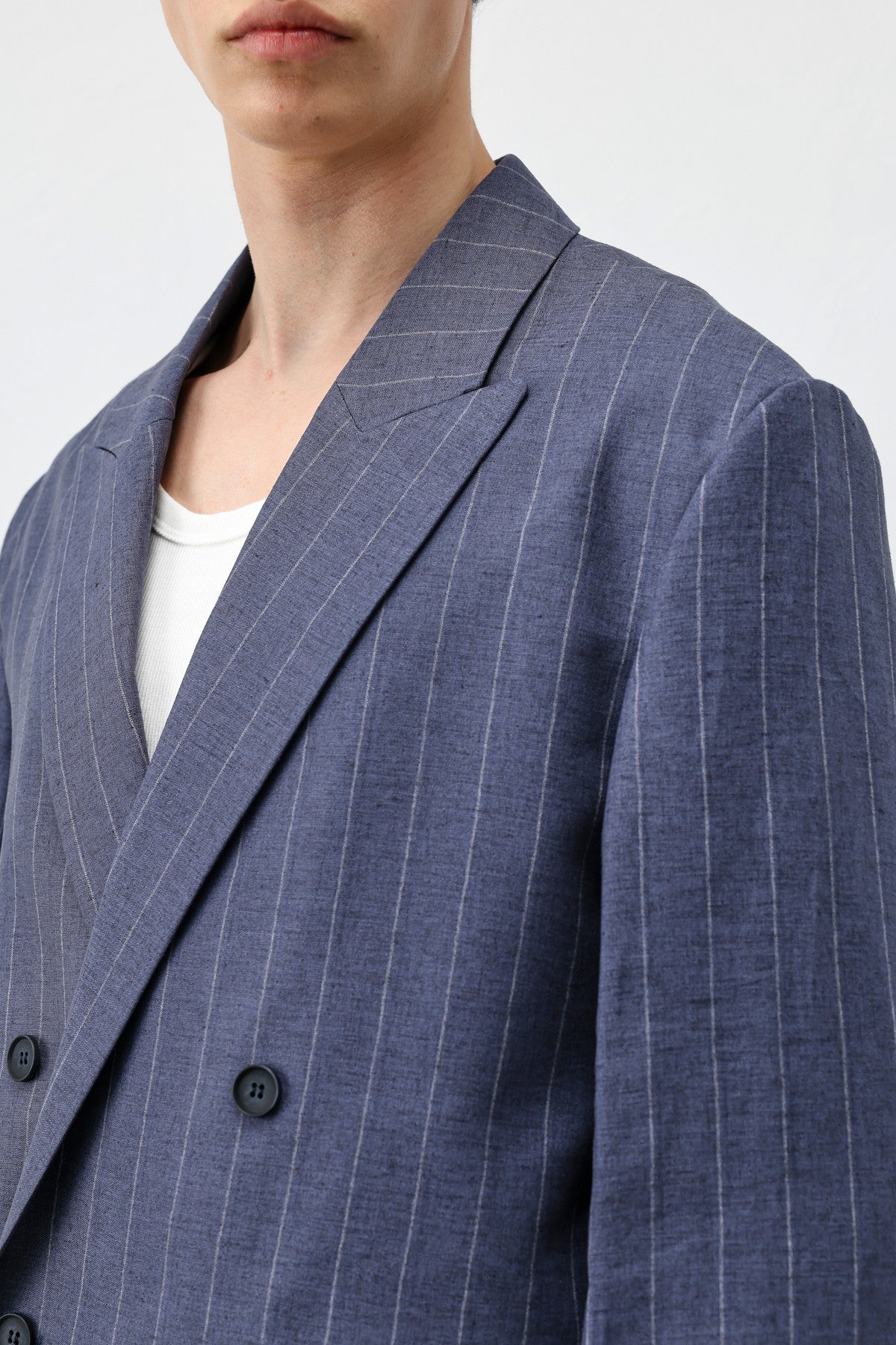 Antioch Keten Karışımlı Çizgili Erkek Blazer Ceket