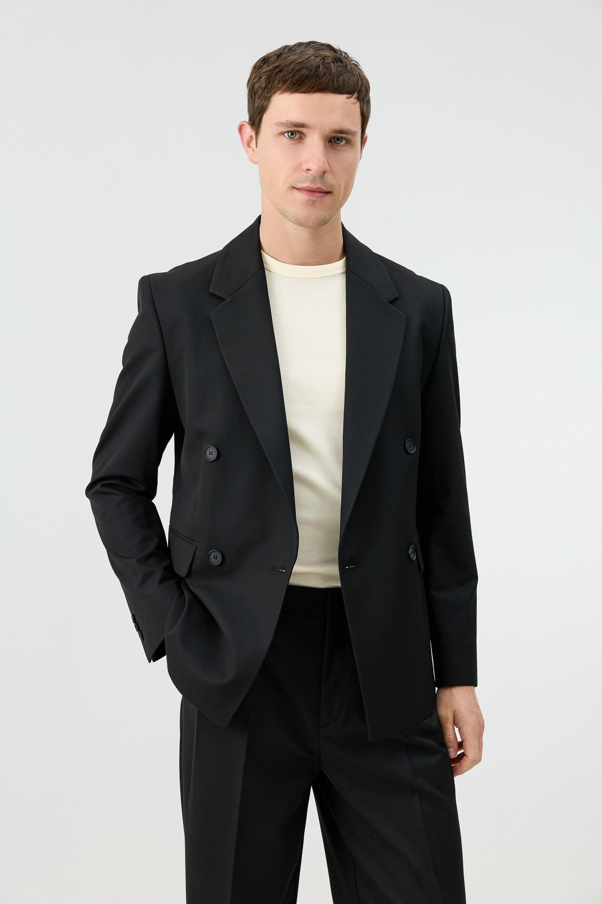 Antioch Relaxed Kruvaze Erkek Blazer Ceket