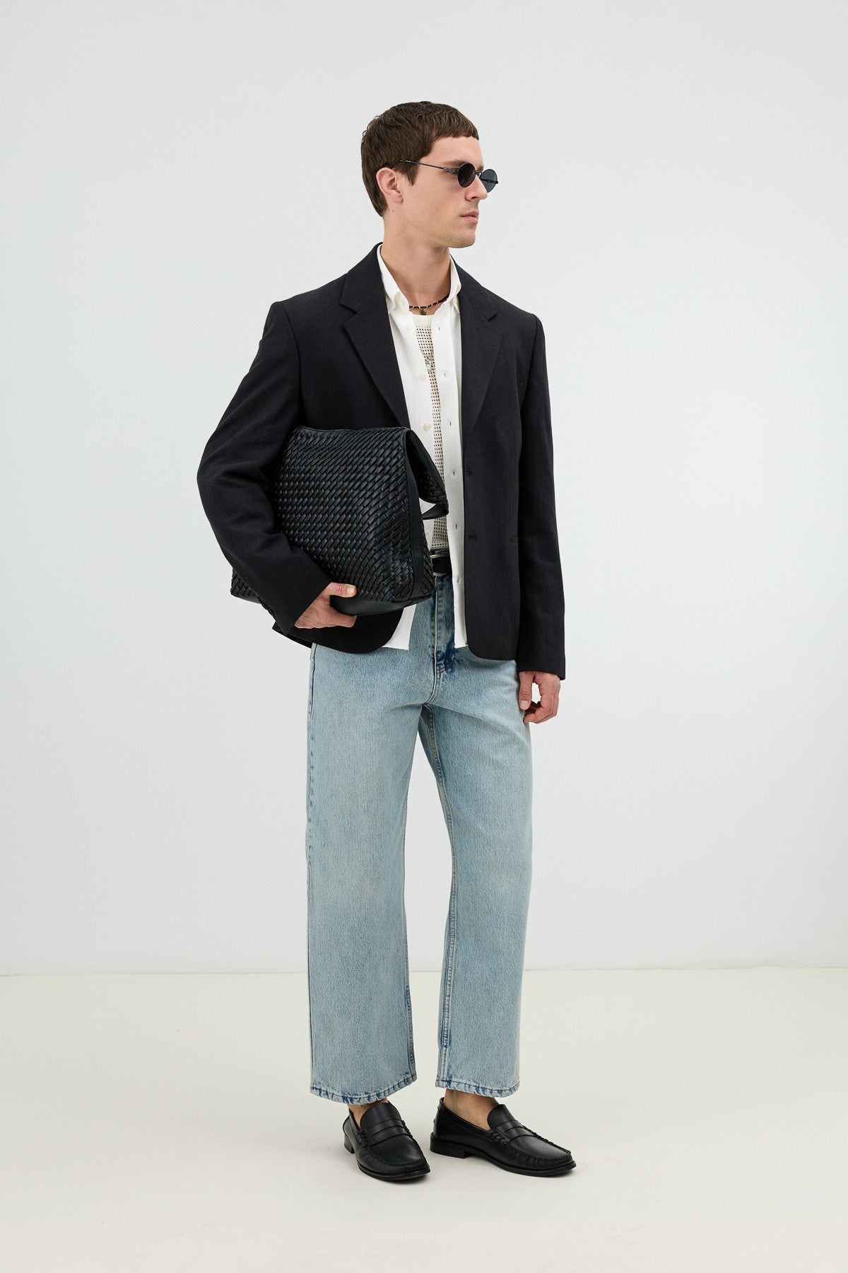Antioch Keten Karışımlı Balıksırtı Desenli Erkek Blazer Ceket