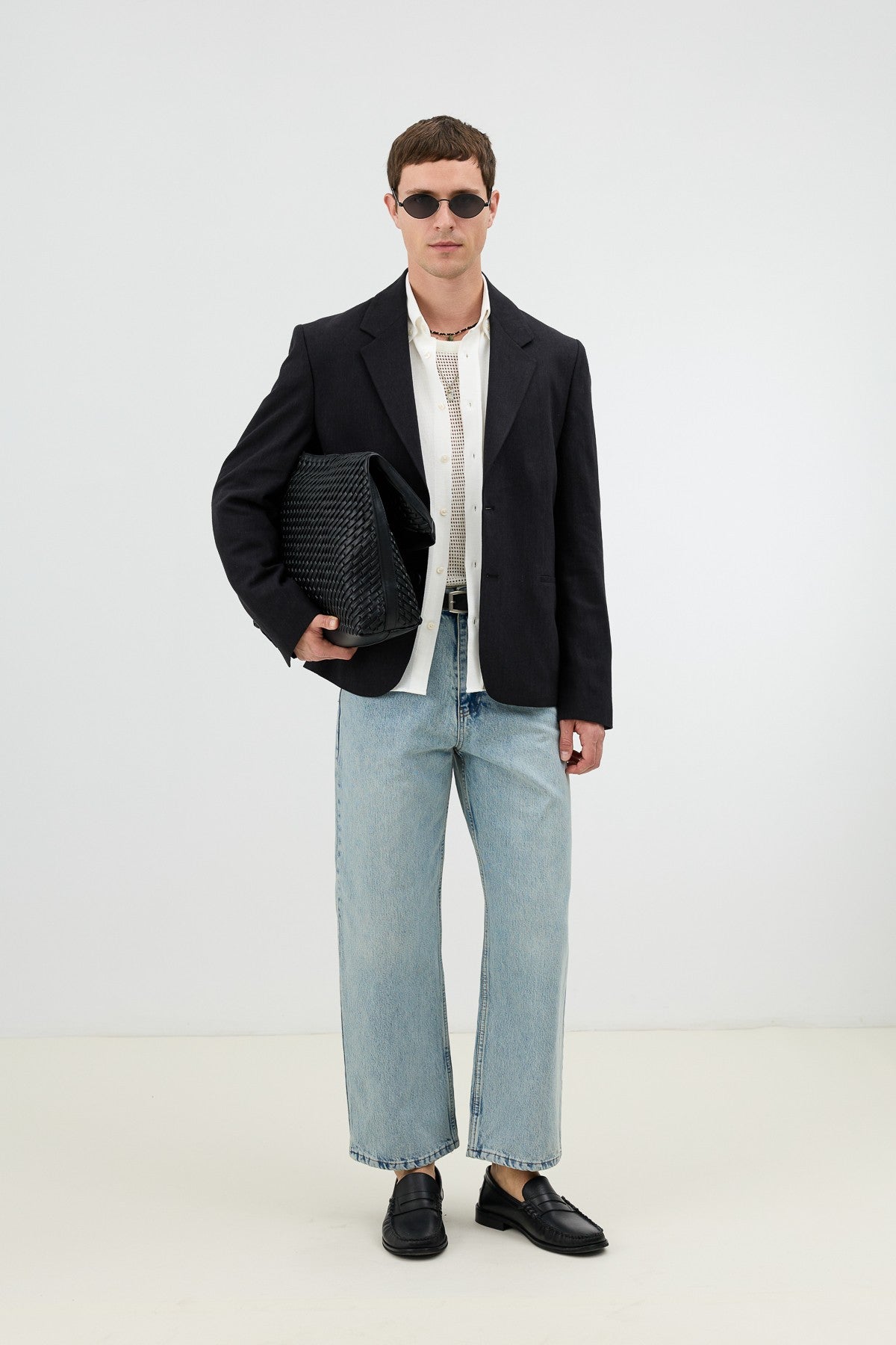Antioch Keten Karışımlı Balıksırtı Desenli Erkek Blazer Ceket
