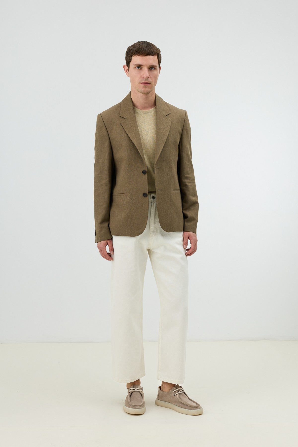 Antioch Keten Karışımlı Balıksırtı Desenli Erkek Blazer Ceket